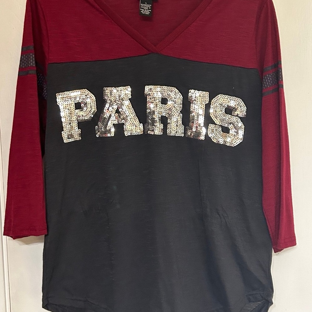 Rue21 Burgundy and Black Sequin Jersey Top